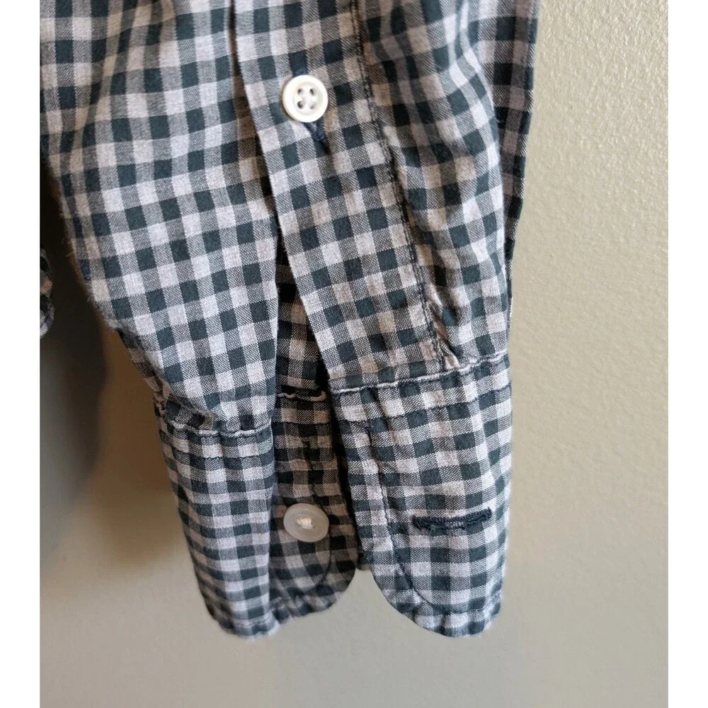 J. Crew Mens Large L Green Gray Check Dress Shirt Heathered Cotton Button Down